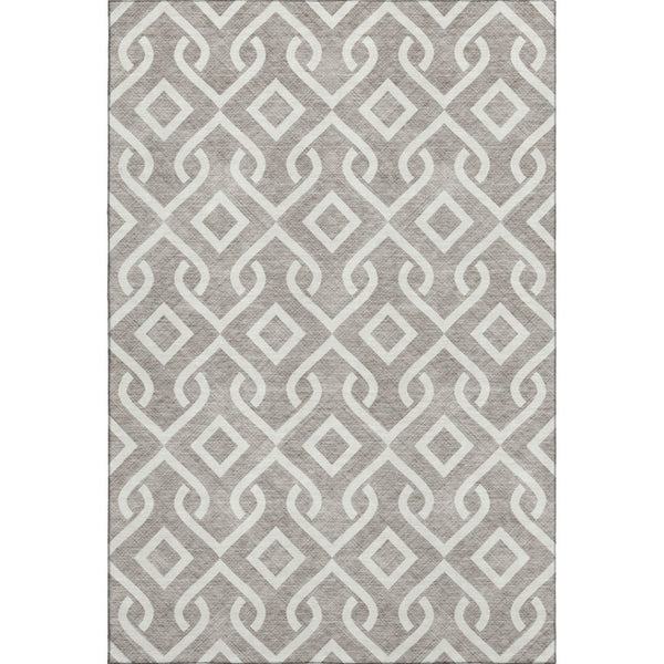 HomeRoots 9' X 12' Taupe & Ivory Geometric Area Rug - Stylish, Washable, UV-Protected for Busy Homes 652598