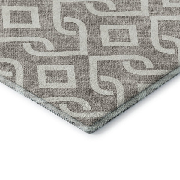 HomeRoots 9' X 12' Taupe & Ivory Geometric Area Rug - Stylish, Washable, UV-Protected for Busy Homes 652598