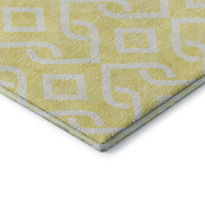 HomeRoots 5' X 8' Yellow and Ivory Geometric Area Rug - Durable, Washable, UV Protected for Family Homes 652601