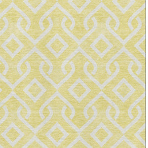 HomeRoots 5' X 8' Yellow and Ivory Geometric Area Rug - Durable, Washable, UV Protected for Family Homes 652601