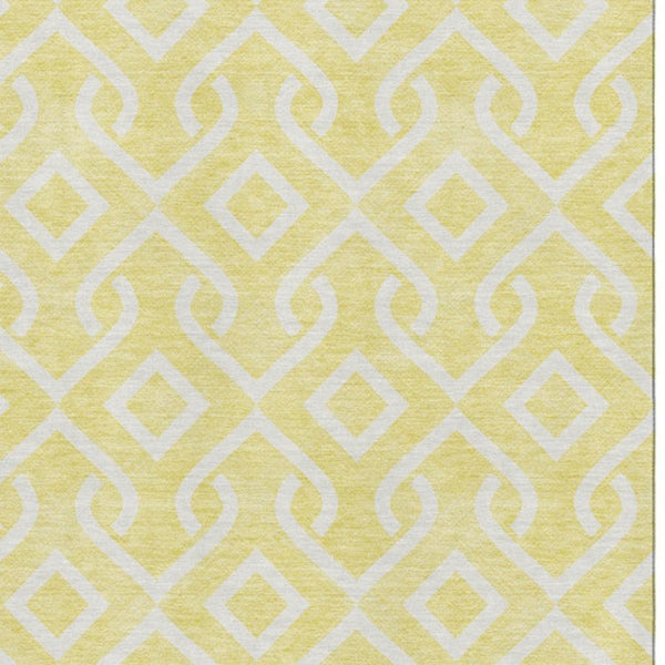 HomeRoots 5' X 8' Yellow and Ivory Geometric Area Rug - Durable, Washable, UV Protected for Family Homes 652601