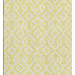 HomeRoots 5' X 8' Yellow and Ivory Geometric Area Rug - Durable, Washable, UV Protected for Family Homes 652601