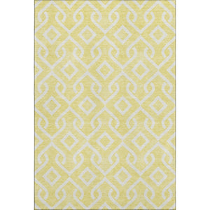 HomeRoots 8' X 10' Yellow & Ivory Geometric Area Rug - Washable, UV Protected, Durable for Homes with Kids & Pets 652603