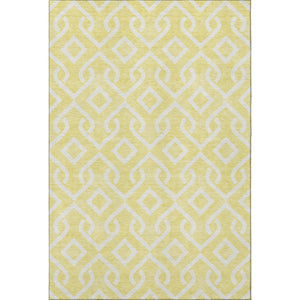 HomeRoots 8' X 10' Yellow & Ivory Geometric Area Rug - Washable, UV Protected, Durable for Homes with Kids & Pets 652603