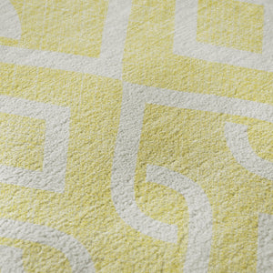 HomeRoots 10' X 14' Yellow Geometric Area Rug - Washable, UV-Protected, Stain-Resistant for Modern Homes 652605