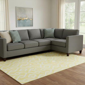 HomeRoots 10' X 14' Yellow Geometric Area Rug - Washable, UV-Protected, Stain-Resistant for Modern Homes 652605