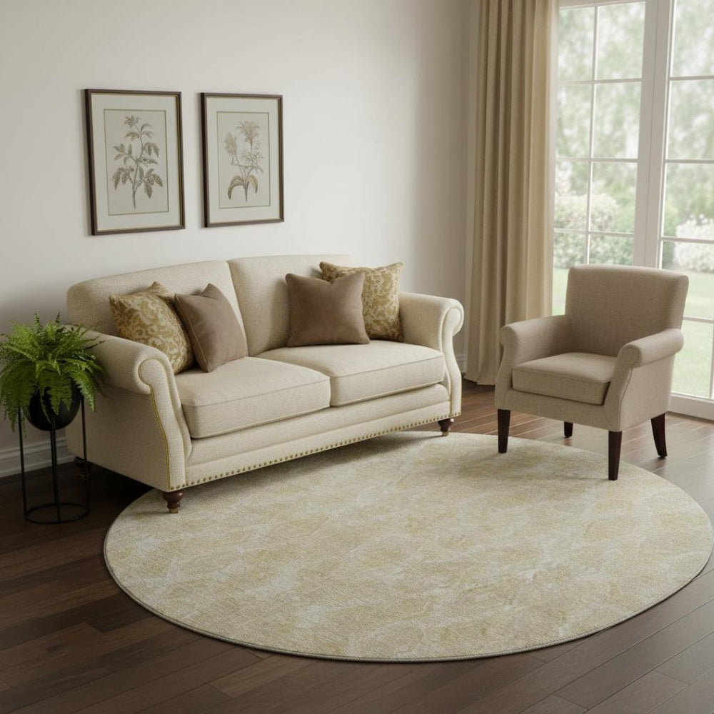 HomeRoots 8' Beige and Coffee Diamond Area Rug - Washable, UV-Protected, Perfect for High-Traffic Spaces! 652608