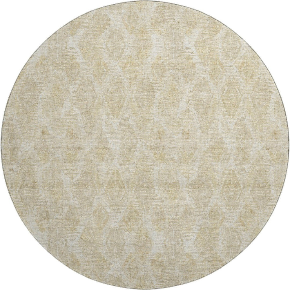 HomeRoots 8' Beige and Coffee Diamond Area Rug - Washable, UV-Protected, Perfect for High-Traffic Spaces! 652608