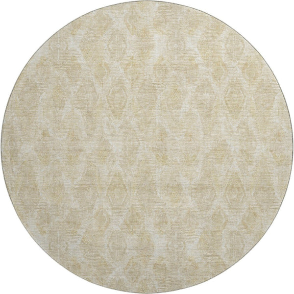 HomeRoots 8' Beige and Coffee Diamond Area Rug - Washable, UV-Protected, Perfect for High-Traffic Spaces! 652608