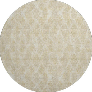 HomeRoots 8' Beige and Coffee Diamond Area Rug - Washable, UV-Protected, Perfect for High-Traffic Spaces! 652608