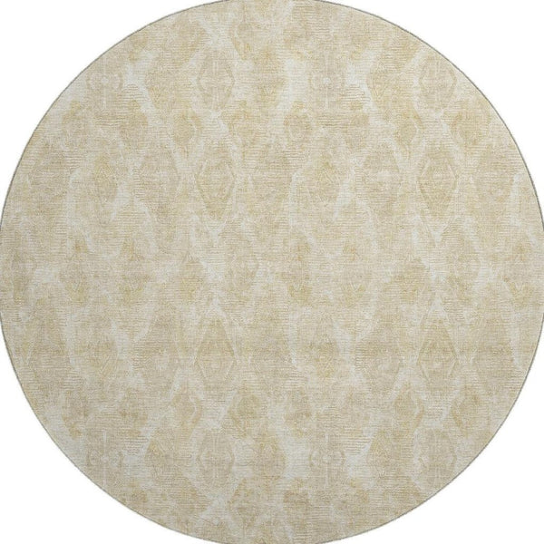 HomeRoots 8' Beige and Coffee Diamond Area Rug - Washable, UV-Protected, Perfect for High-Traffic Spaces! 652608