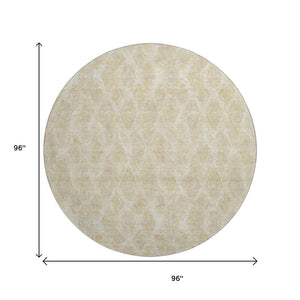 HomeRoots 8' Beige and Coffee Diamond Area Rug - Washable, UV-Protected, Perfect for High-Traffic Spaces! 652608