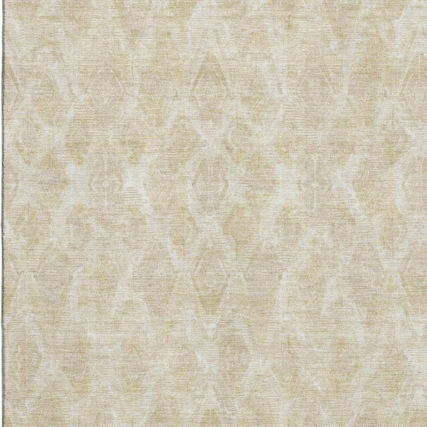 HomeRoots 8' X 10' Beige and Coffee Diamond Area Rug – Washable, Stain-Resistant, UV Protected for Family Homes 652609