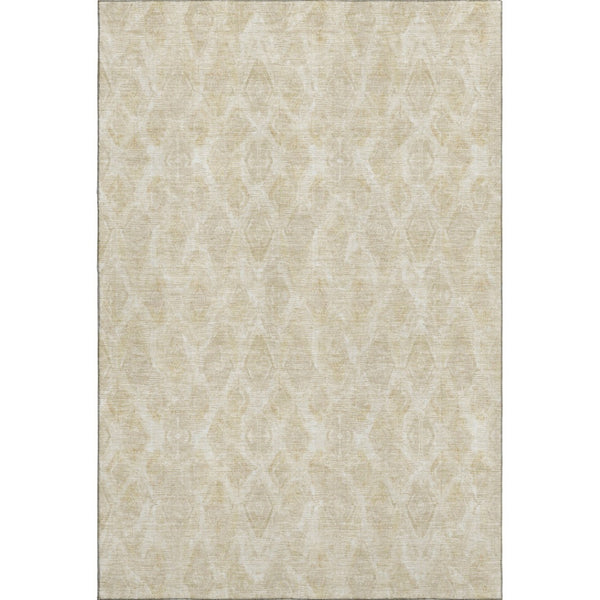 HomeRoots 9' X 12' Beige and Coffee Diamond Area Rug - Washable, UV Protected, Durable for Busy Homes 652610