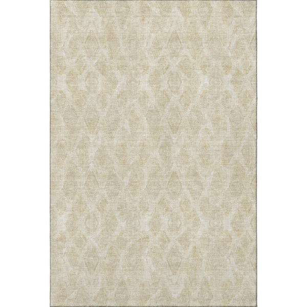 HomeRoots 9' X 12' Beige and Coffee Diamond Area Rug - Washable, UV Protected, Durable for Busy Homes 652610