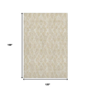 HomeRoots 10' X 14' Beige & Coffee Diamond Area Rug - Washable, UV-Protected, Perfect for Homes with Kids & Pets! 652611