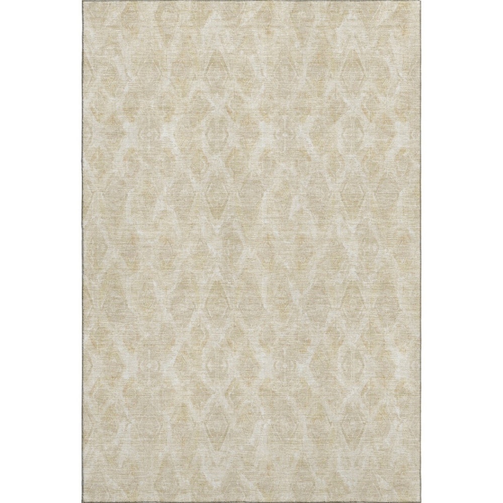 HomeRoots 10' X 14' Beige & Coffee Diamond Area Rug - Washable, UV-Protected, Perfect for Homes with Kids & Pets! 652611