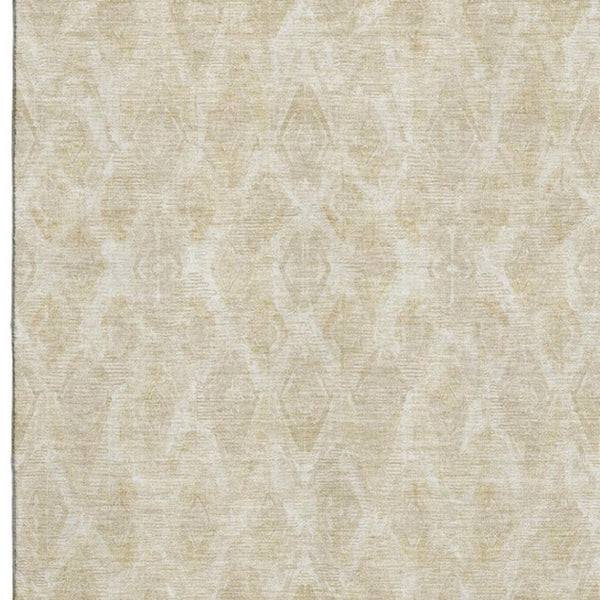 HomeRoots 10' X 14' Beige & Coffee Diamond Area Rug - Washable, UV-Protected, Perfect for Homes with Kids & Pets! 652611