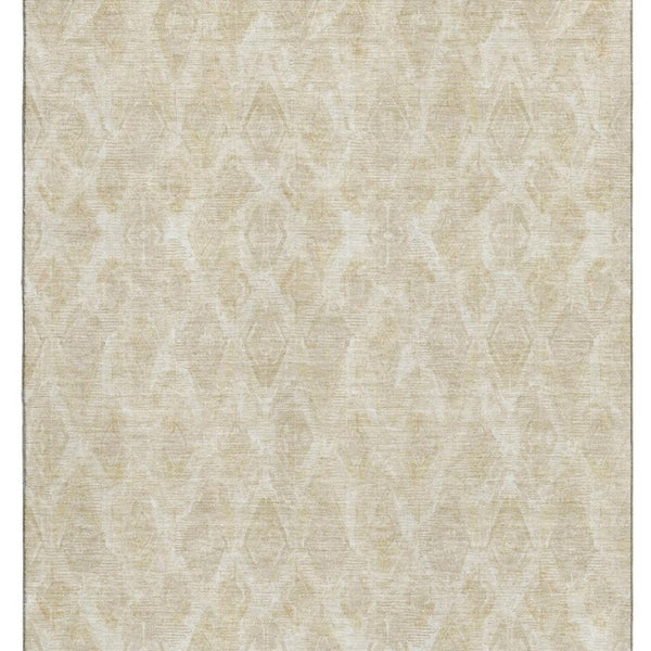 HomeRoots 10' X 14' Beige & Coffee Diamond Area Rug - Washable, UV-Protected, Perfect for Homes with Kids & Pets! 652611