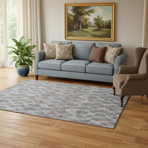 HomeRoots 5' X 8' Stylish Blue and Gray Diamond Area Rug – Durable, Stain Resistant, UV Protected for Homes 652613