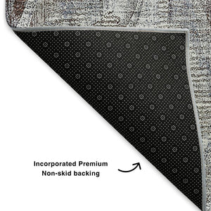 HomeRoots 8' Blue And Gray Diamond Washable Round Rug - Stain Resistant, UV Protected, Ideal for Homes & Patios 652614