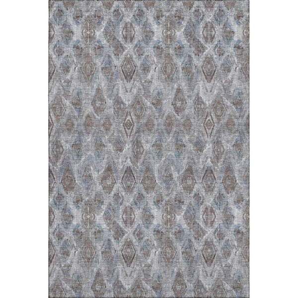 HomeRoots 8' X 10' Blue and Gray Diamond Washable Area Rug - Stylish, Stain-Resistant, UV Protected for Homes 652615
