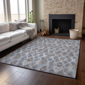 HomeRoots 8' X 10' Blue and Gray Diamond Washable Area Rug - Stylish, Stain-Resistant, UV Protected for Homes 652615