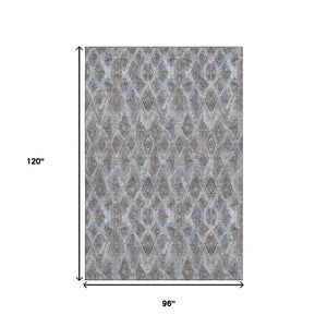 HomeRoots 8' X 10' Blue and Gray Diamond Washable Area Rug - Stylish, Stain-Resistant, UV Protected for Homes 652615