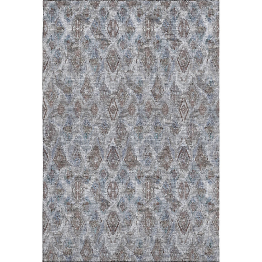 HomeRoots 10' Blue and Gray Diamond Washable Area Rug - Durable, UV-Protected, and Perfect for Homes with Kids & Pets 652617