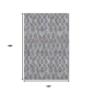 HomeRoots 10' Blue and Gray Diamond Washable Area Rug - Durable, UV-Protected, and Perfect for Homes with Kids & Pets 652617