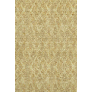HomeRoots 5' X 8' Gold and Beige Diamond Area Rug - Washable, UV Protected, Stain Resistant for Busy Homes 652619