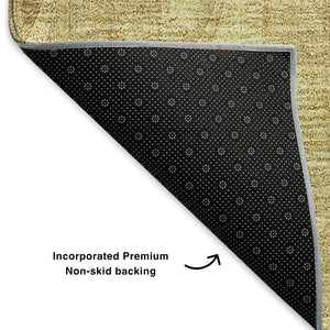 HomeRoots 8' X 10' Gold and Beige Diamond Washable Area Rug - Durable, Stain Resistant with UV Protection 652621