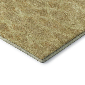 HomeRoots 8' X 10' Gold and Beige Diamond Washable Area Rug - Durable, Stain Resistant with UV Protection 652621