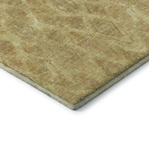 HomeRoots 8' X 10' Gold and Beige Diamond Washable Area Rug - Durable, Stain Resistant with UV Protection 652621