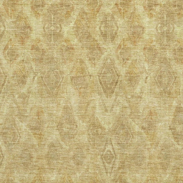 HomeRoots 9' X 12' Gold and Beige Diamond Area Rug - Washable, UV-Protected, Stain-Resistant, Durable Style 652622