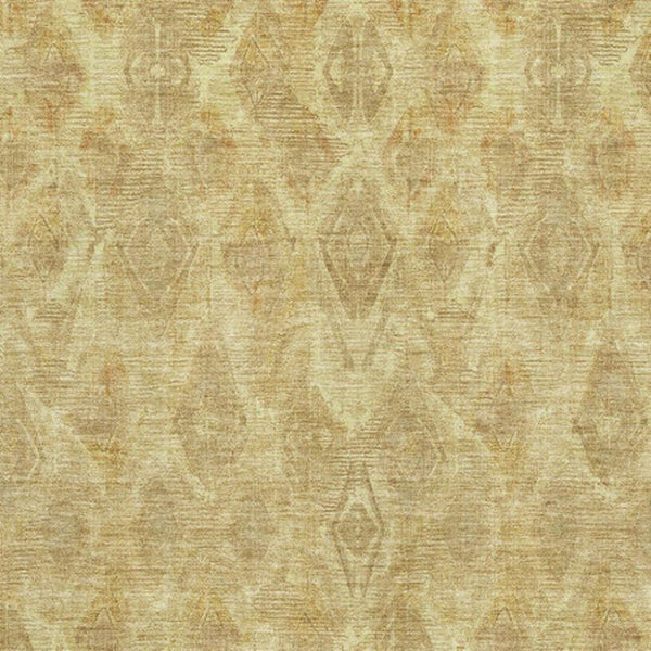HomeRoots 10' X 14' Gold and Beige Diamond Area Rug - Washable, UV Protected for High-Traffic Spaces 652623