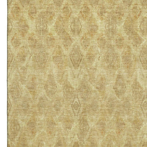 HomeRoots 10' X 14' Gold and Beige Diamond Area Rug - Washable, UV Protected for High-Traffic Spaces 652623
