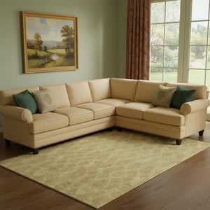 HomeRoots 10' X 14' Gold and Beige Diamond Area Rug - Washable, UV Protected for High-Traffic Spaces 652623