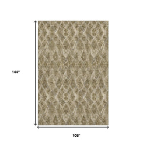 HomeRoots 9' X 12' Stylish Coffee and Beige Diamond Washable Area Rug with Stain and UV Protection Features 652628