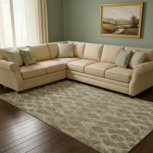 HomeRoots 9' X 12' Stylish Coffee and Beige Diamond Washable Area Rug with Stain and UV Protection Features 652628