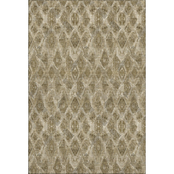 HomeRoots 10' Coffee and Beige Diamond Area Rug - Washable, UV Protected, Perfect for Busy Homes & Spaces! 652629