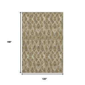 HomeRoots 10' Coffee and Beige Diamond Area Rug - Washable, UV Protected, Perfect for Busy Homes & Spaces! 652629