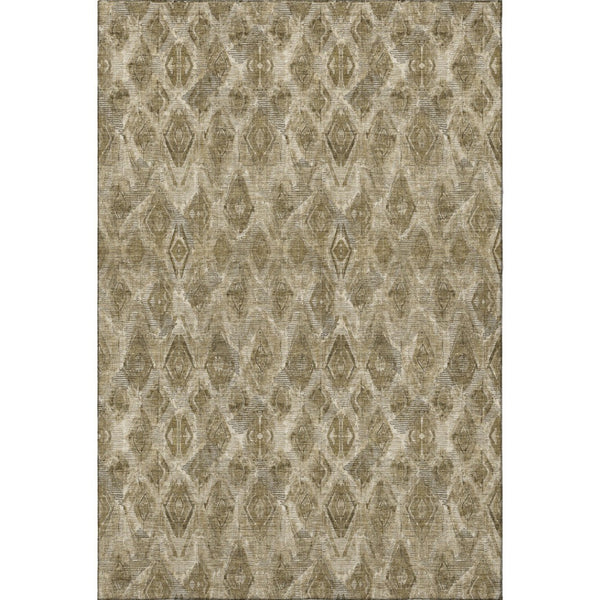 HomeRoots 10' Coffee and Beige Diamond Area Rug - Washable, UV Protected, Perfect for Busy Homes & Spaces! 652629