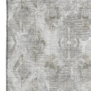 HomeRoots 8' X 10' Stylish Silver and Gray Diamond Washable Area Rug with UV Protection for High-Traffic Spaces 652633