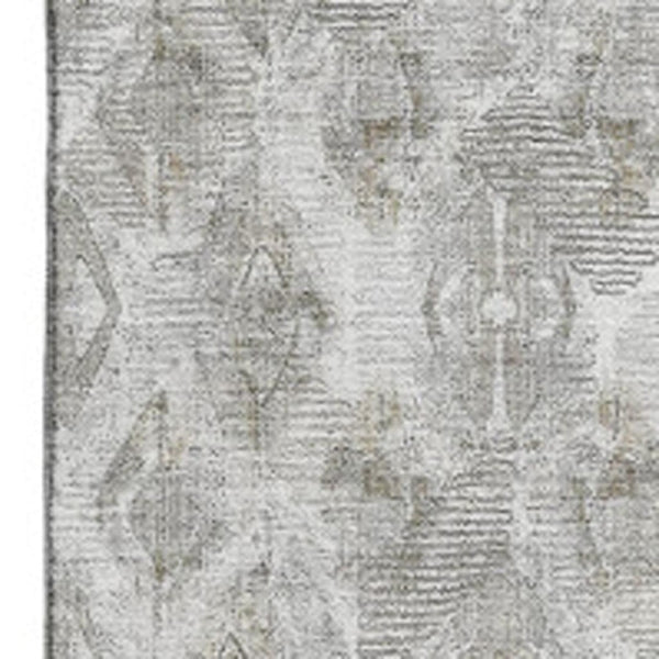 HomeRoots 8' X 10' Stylish Silver and Gray Diamond Washable Area Rug with UV Protection for High-Traffic Spaces 652633