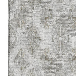 HomeRoots 9' X 12' Stylish Silver & Gray Diamond Washable Area Rug - Durable, Stain Resistant & UV Protected 652634