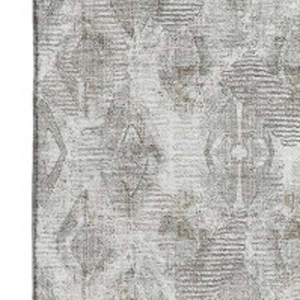 HomeRoots 9' X 12' Stylish Silver & Gray Diamond Washable Area Rug - Durable, Stain Resistant & UV Protected 652634