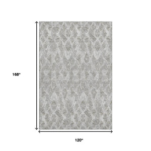 HomeRoots 10' X 14' Silver and Gray Diamond Area Rug - Durable, Washable, UV-Protected for High-Traffic Spaces 652635