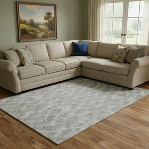 HomeRoots 10' X 14' Silver and Gray Diamond Area Rug - Durable, Washable, UV-Protected for High-Traffic Spaces 652635