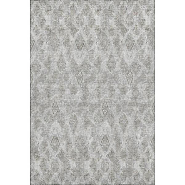 HomeRoots 10' X 14' Silver and Gray Diamond Area Rug - Durable, Washable, UV-Protected for High-Traffic Spaces 652635